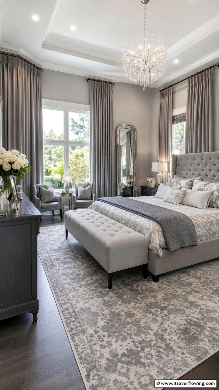 Luxurious Layers of Soft Grey - 30 Dark Grey Bedroom Ideas for Modern Serene Spaces