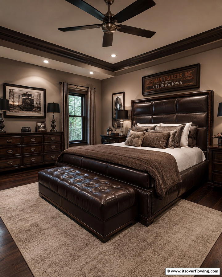 Luxurious Leather Look - 25 Man Cave Bedroom Ideas for the Ultimate Retreat