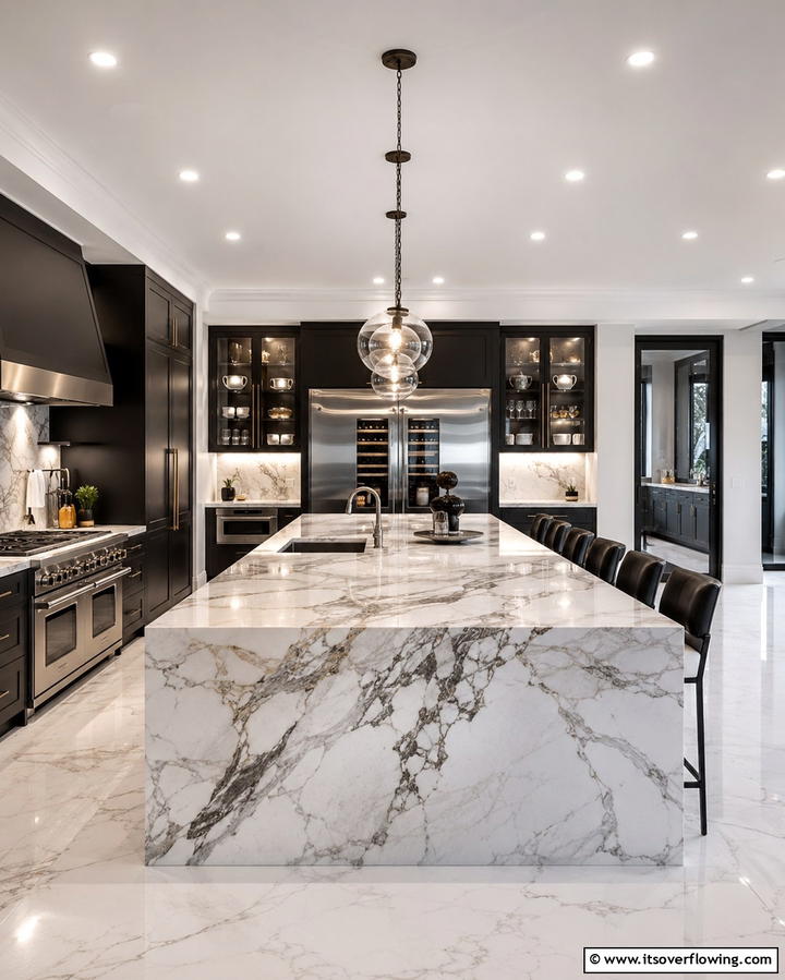 Luxurious Marble Countertops - 25 Maximalist Kitchen Decor Ideas for Bold Spaces