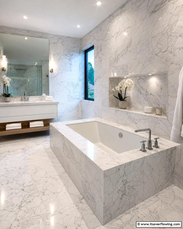 Luxurious Marble Surround - 25 Elegant Drop-in Tub Ideas for a Spa-Like Bathroom