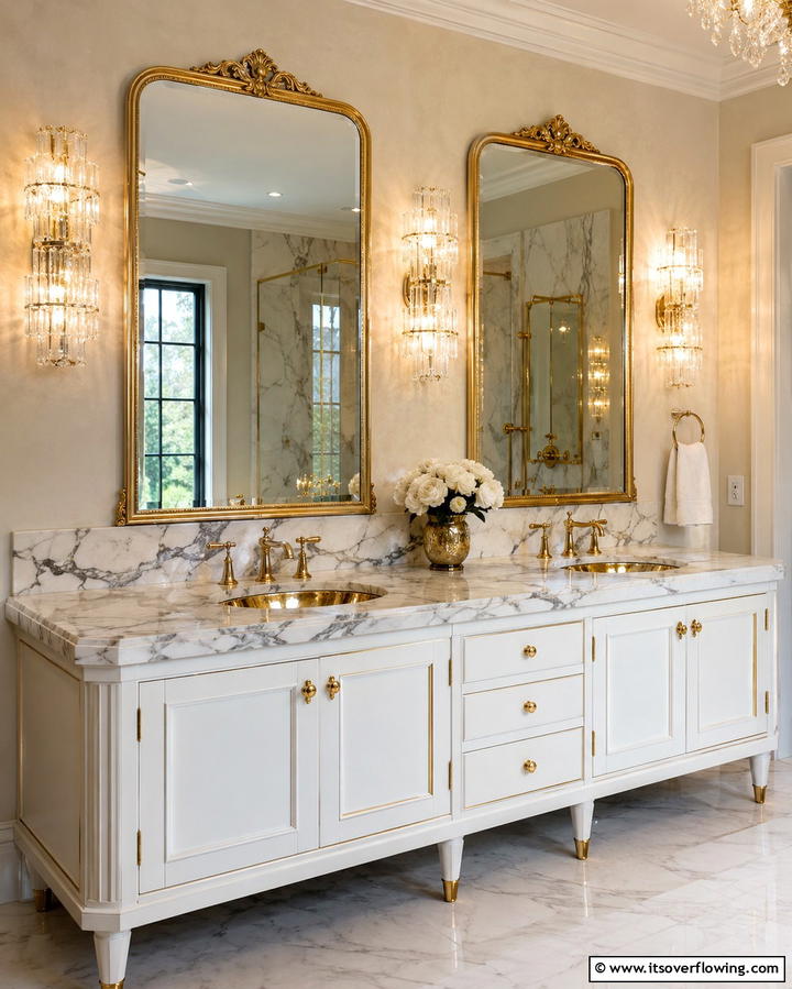 Luxurious Marble Topped Vanity - 30 Functional Bathroom Furniture Ideas to Maximize Space