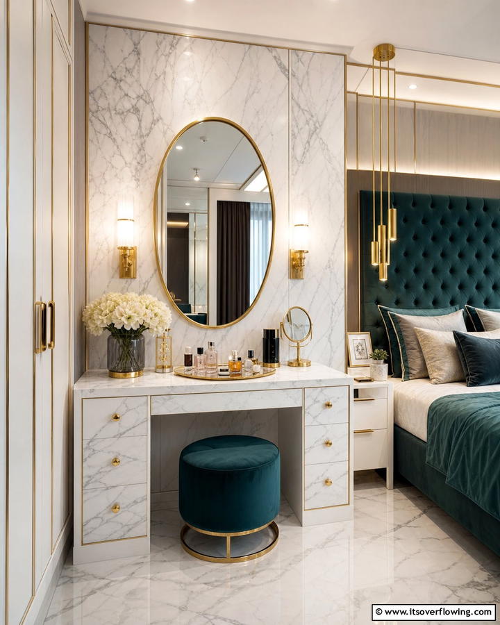 Luxurious Marble Touch - 20 Dressing Table Ideas for a Chic and Functional Space