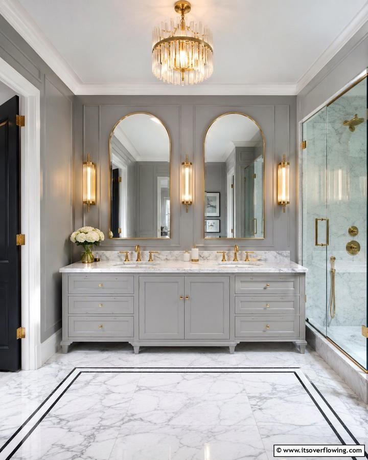 Luxurious Metallic Fixtures - 30 Art Deco Bathroom Ideas for Glamorous Geometric Design