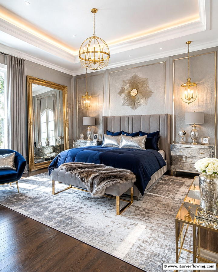 Luxurious Metallics - 25 Colorful Bedroom Ideas to Brighten Your Space