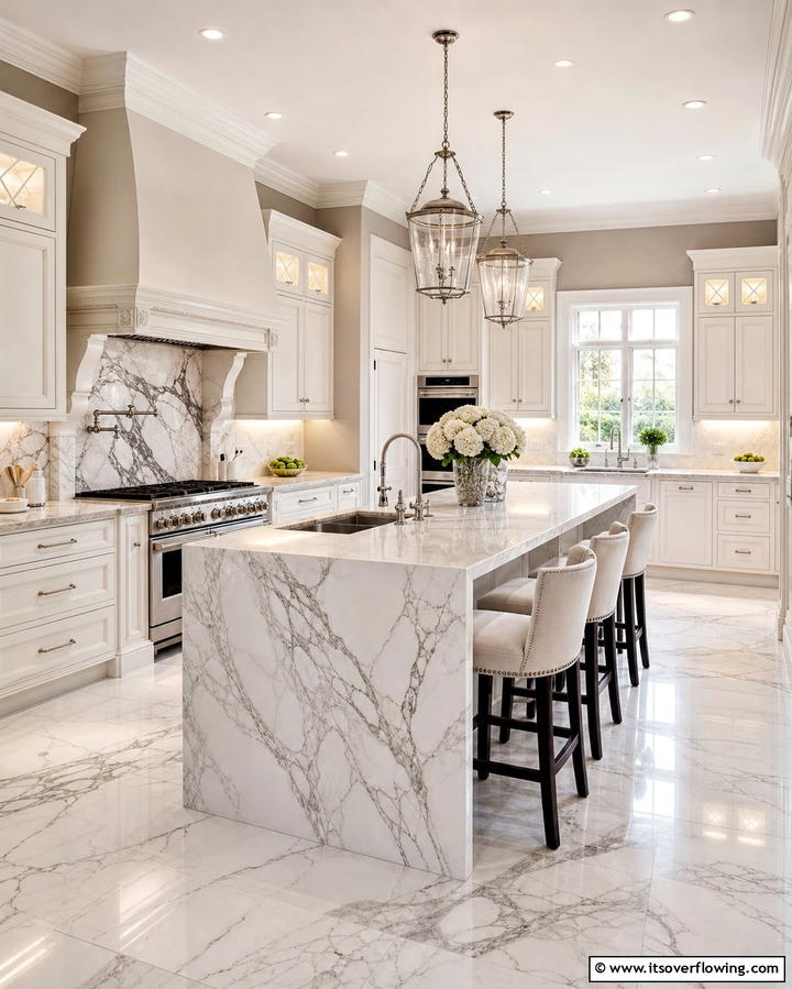 Luxurious Natural Stone Tiles - 25 Kitchen Flooring Ideas for Durability and Style