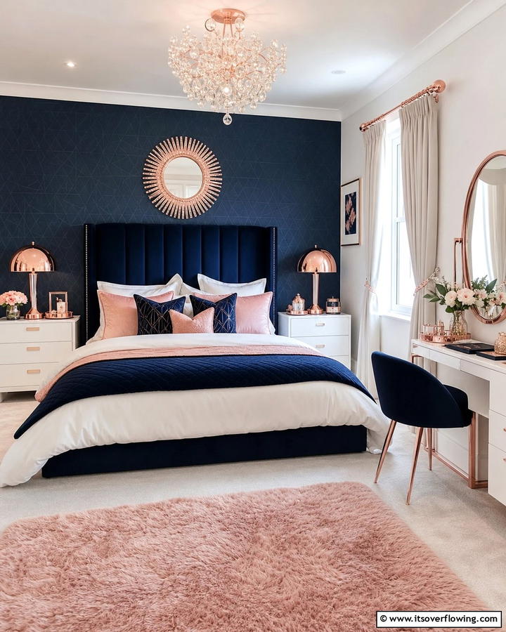 Luxurious Navy Blue with Rose Gold - 21 Designer Colors That Perfectly Pair With Navy Blue
