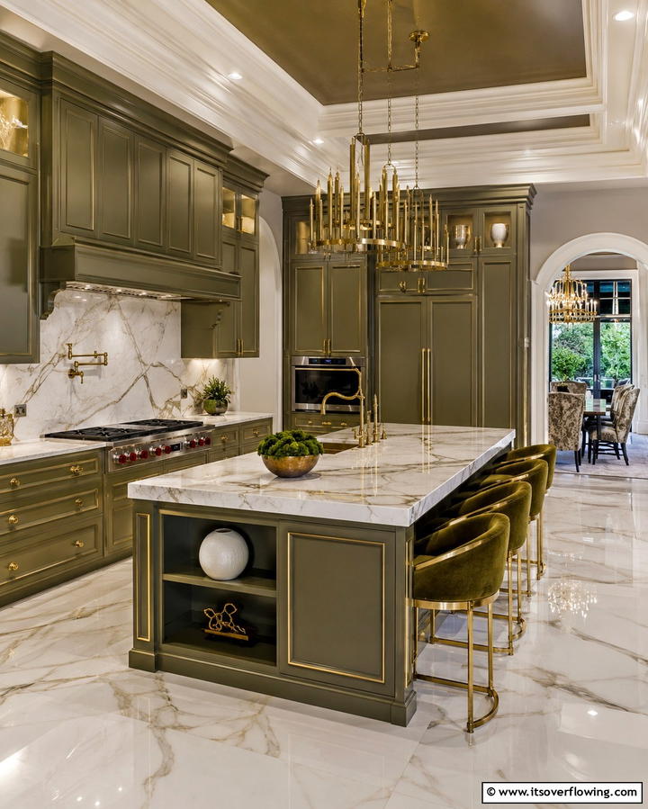 Luxurious Olive Green Finish - 30 Olive Green Kitchen Designs for a Warm Cooking Space