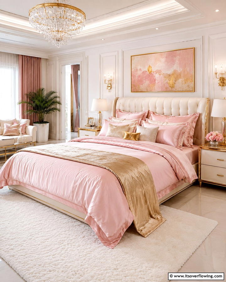 Luxurious Pink and Gold Bedding - 25 Pink and Gold Bedroom Ideas for a Luxurious Retreat