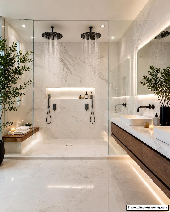 Luxurious Rain Shower Heads - 25 Double Shower Ideas for a Luxurious Bathroom