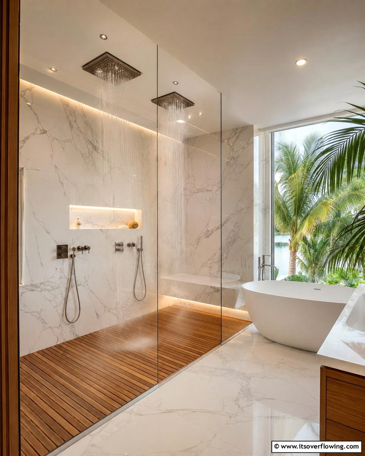 Luxurious Spa Inspired Corner Shower - 30 Space-Efficient Corner Shower Ideas for Modern Bathrooms