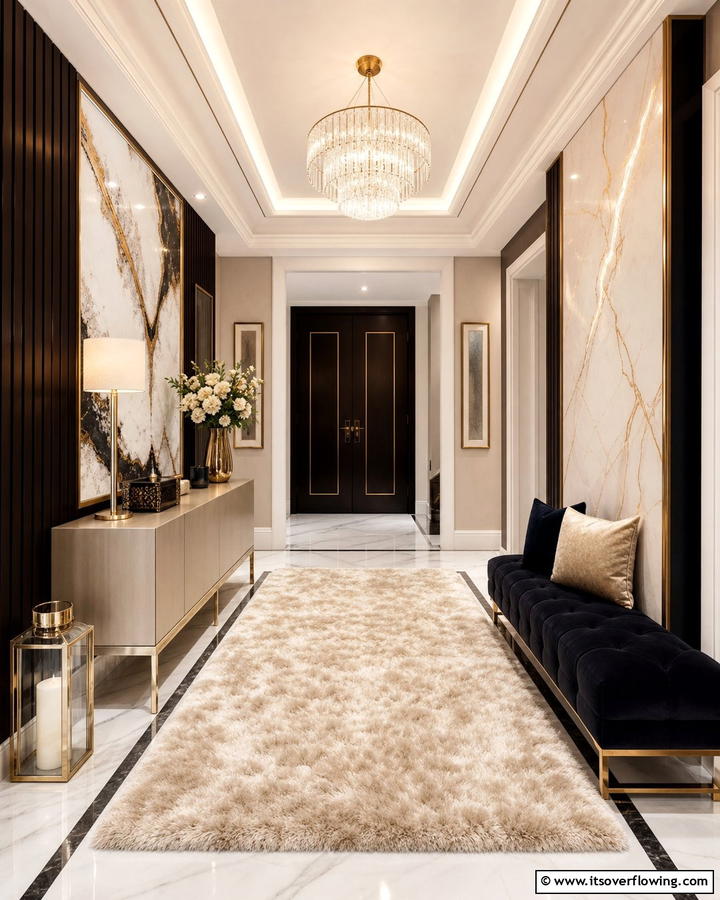 Luxurious Textiles and Finishes - 21 Foyer Decor Ideas to Elevate Your Entryway’s First Impression