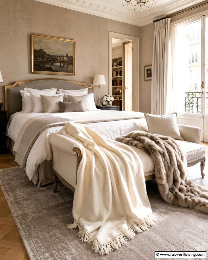 Luxurious Throw Blankets - 30 French Bedroom Decor Ideas for Elegant European Style