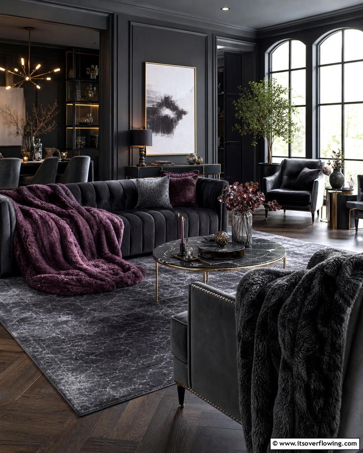 Luxurious Throw Blankets - 25 Gothic Living Room Ideas for a Dramatic Space