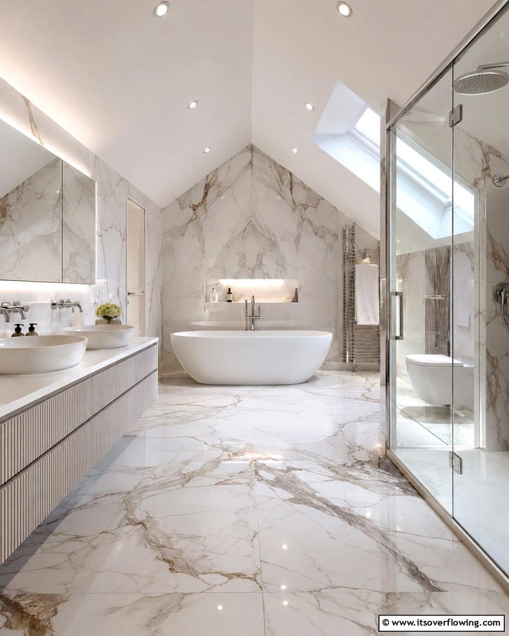 Luxurious Tile and Stone Finishes - 30 Attic Bathroom Ideas for Space-Saving Luxury