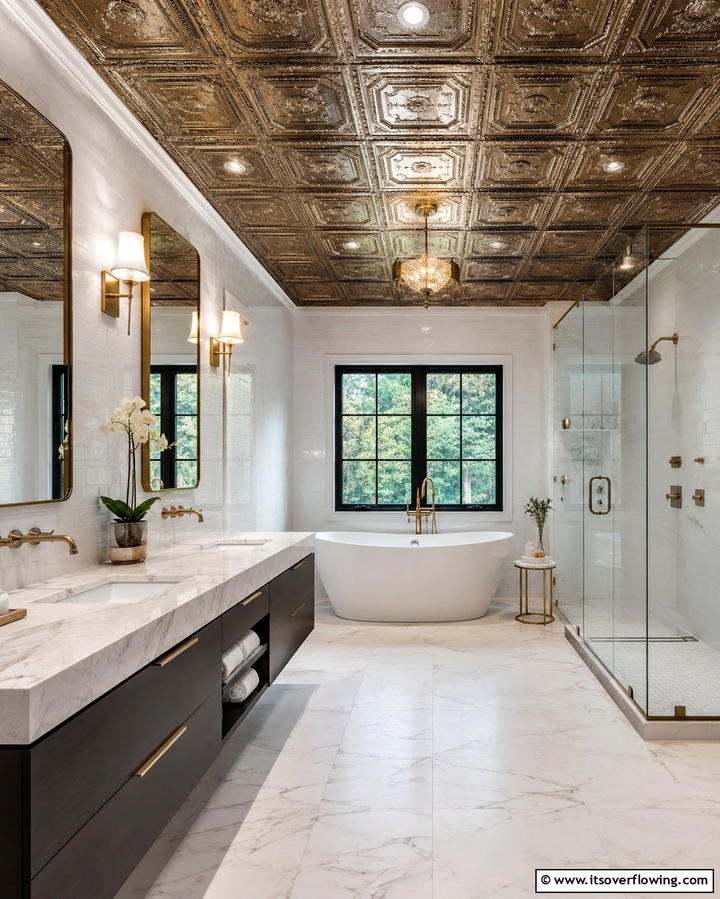 Luxurious Touch for Bathrooms - 25 Tin Ceiling Ideas for a Vintage Touch