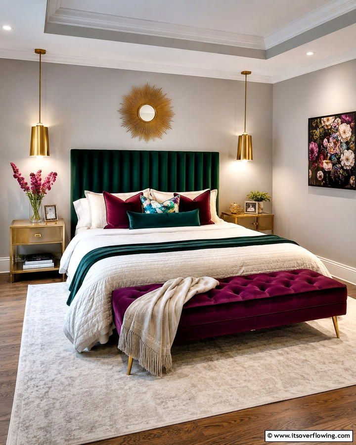 Luxurious Velvet Accents - 25 Dreamy Bedroom Design Ideas for a Cozy Retreat