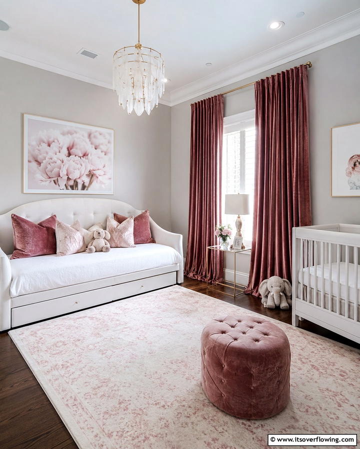 Luxurious Velvet Accents - 25 Princess Nursery Ideas for a Magical Baby Room