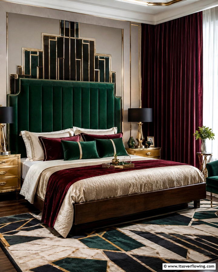 Luxurious Velvet AccentsExact - 25 Art Deco Bedroom Ideas for a Timeless Look