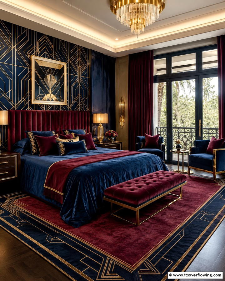 Luxurious Velvet AccentsOne - 25 Art Deco Bedroom Ideas for a Timeless Look