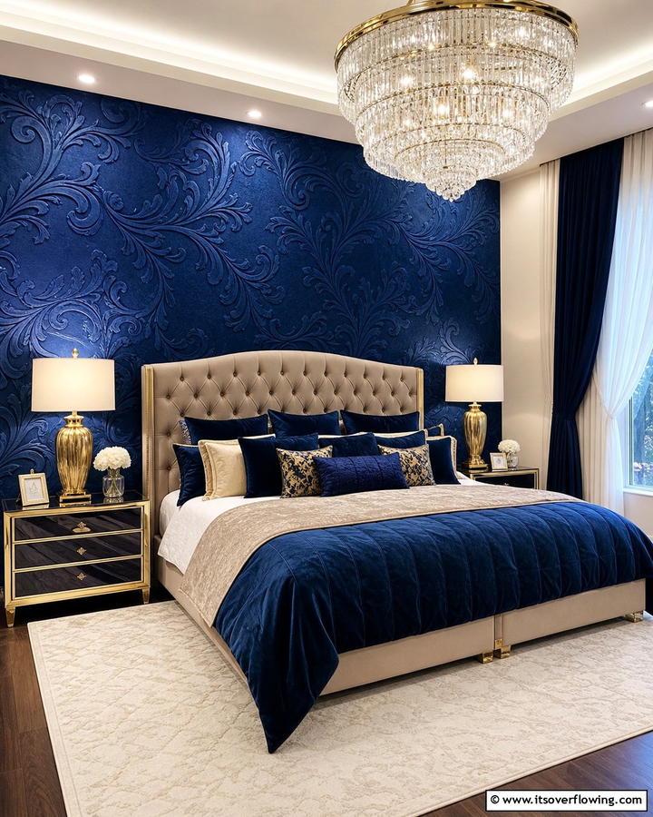 Luxurious Velvet Finishes - 21 Stunning Bedroom Wallpaper Ideas to Elevate Your Sanctuary