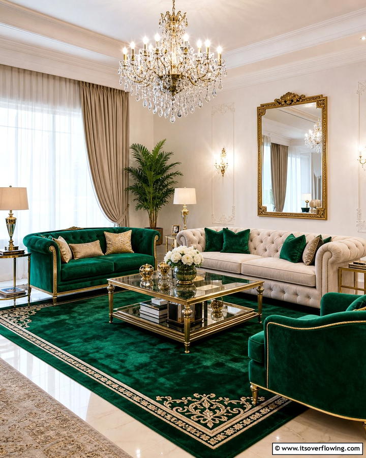 Luxurious Velvet Green Carpets - 20 Green Carpet Living Room Ideas for a Bold Statement