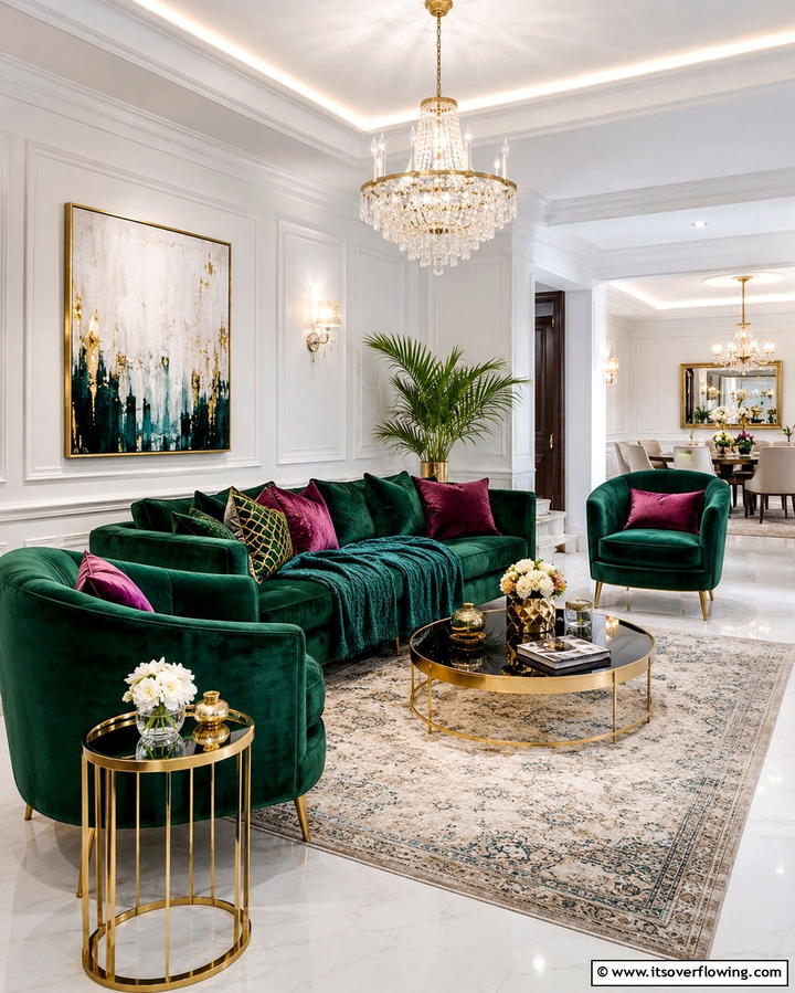 Luxurious Velvet Touches - 30 Glam Living Room Ideas for Luxurious Comfort