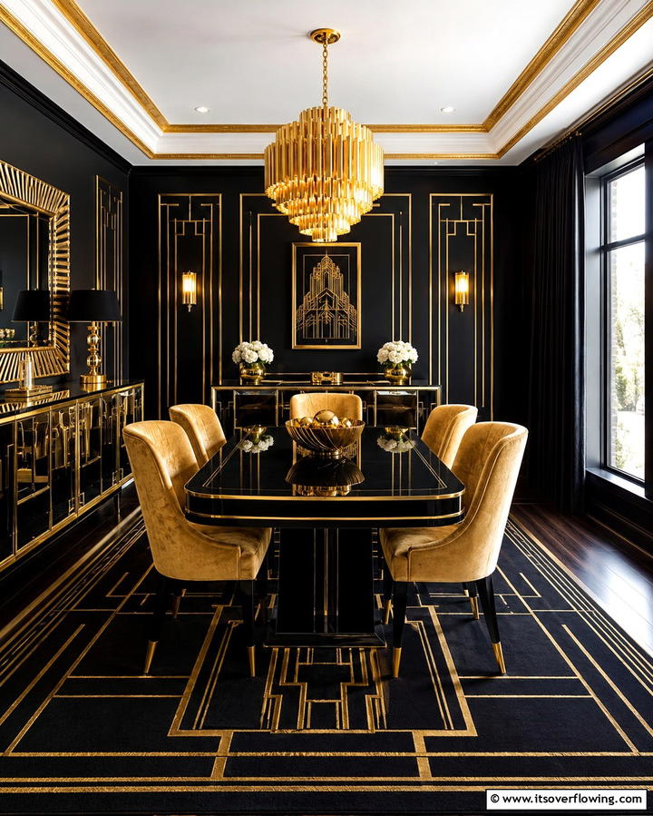 Luxurious Velvet Upholstery - 25 Art Deco Dining Room Ideas for a Glamorous Space