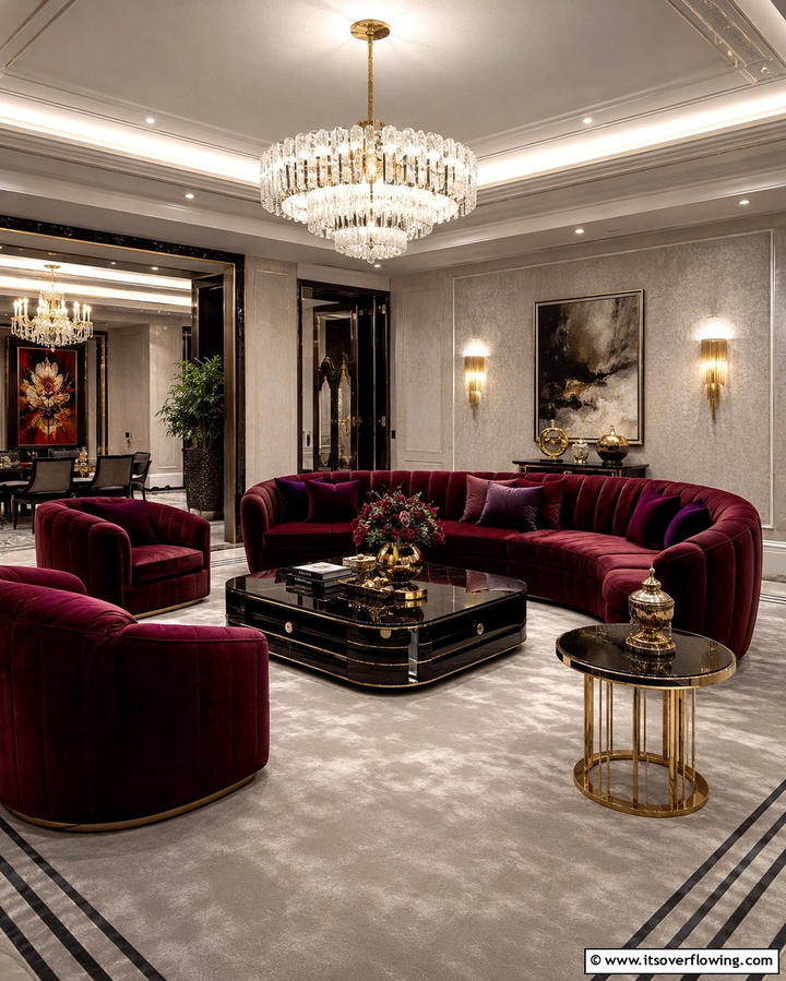 Luxurious Velvet Upholstery - 25 Mansion Living Room Ideas for Luxurious Spaces