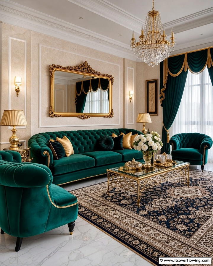 Luxurious Velvet Upholstery - 20 Royal Living Room Design Ideas for an Elegant Space
