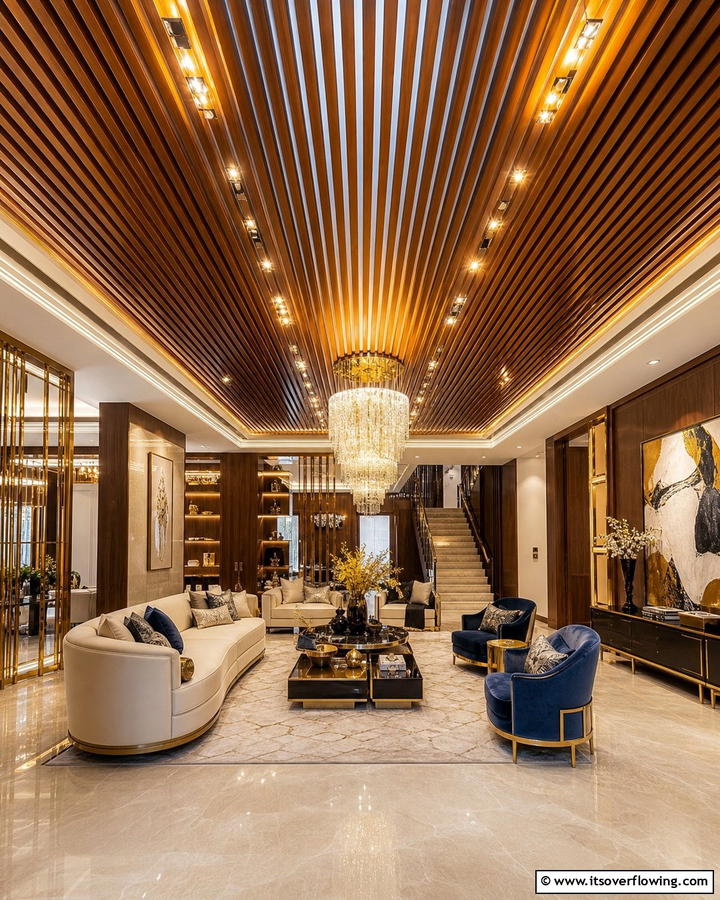 Luxurious Wood Slat Ceiling Finish - 30 Wood Slat Ceiling Ideas for Textured Modern Interiors