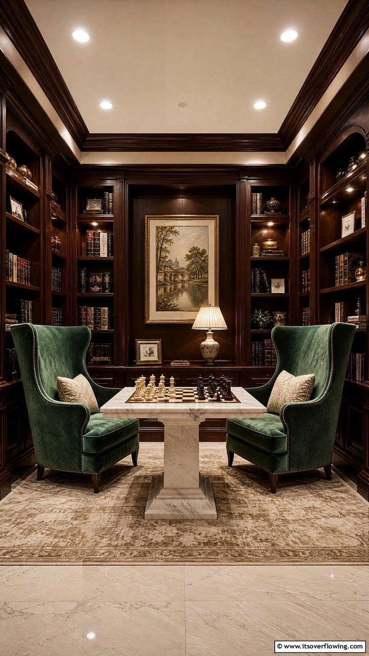 Luxury Chess and Reading Nook - 25 Luxury Game Room Ideas for the Ultimate Entertainment Space