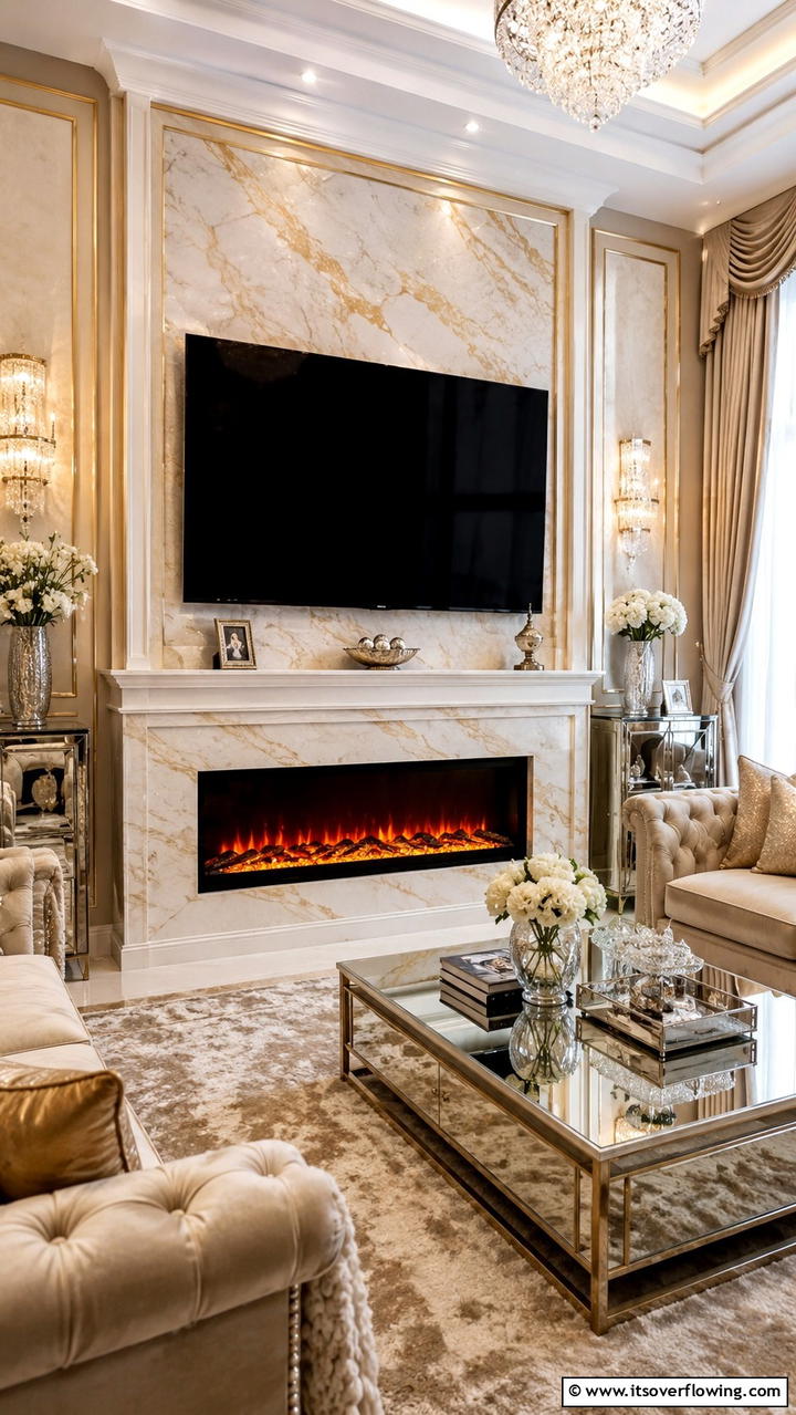 Luxury Electric Fireplace and TV Combo - 30 Electric Fireplace Ideas With TV Above for Cozy Spaces
