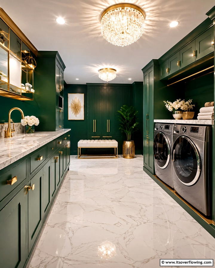 Luxury Feel with High End Finishes - 30 Basement Laundry Room Ideas for Functional Utility Spaces