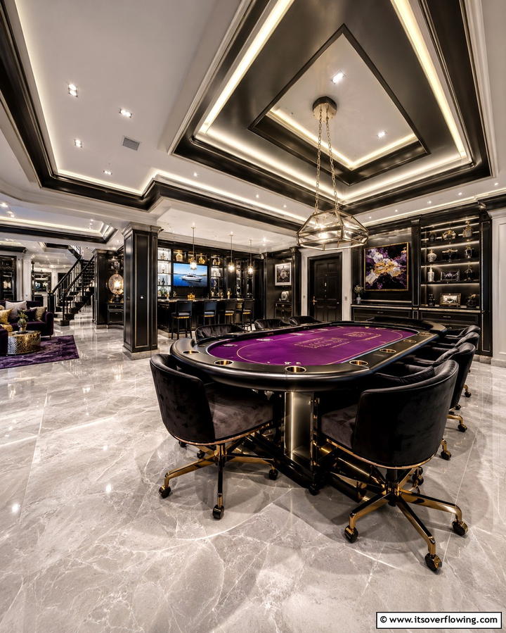 Luxury Game Retreat - 30 Fun Basement Game Room Ideas for Family Entertainment