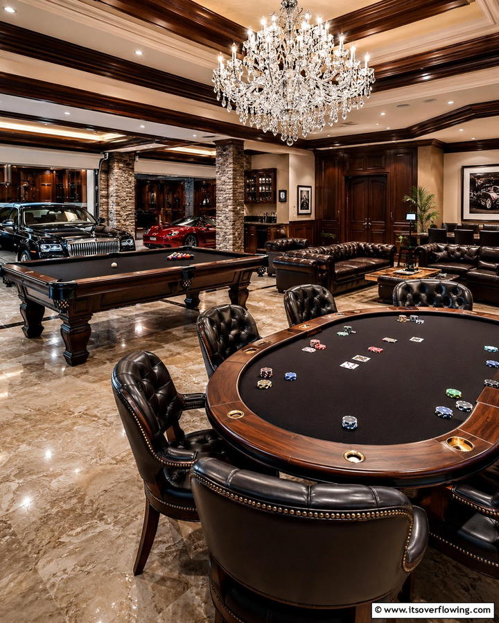 Luxury Game Room with High End Finishes - 30 Garage Game Room Ideas for Ultimate Entertainment Zones