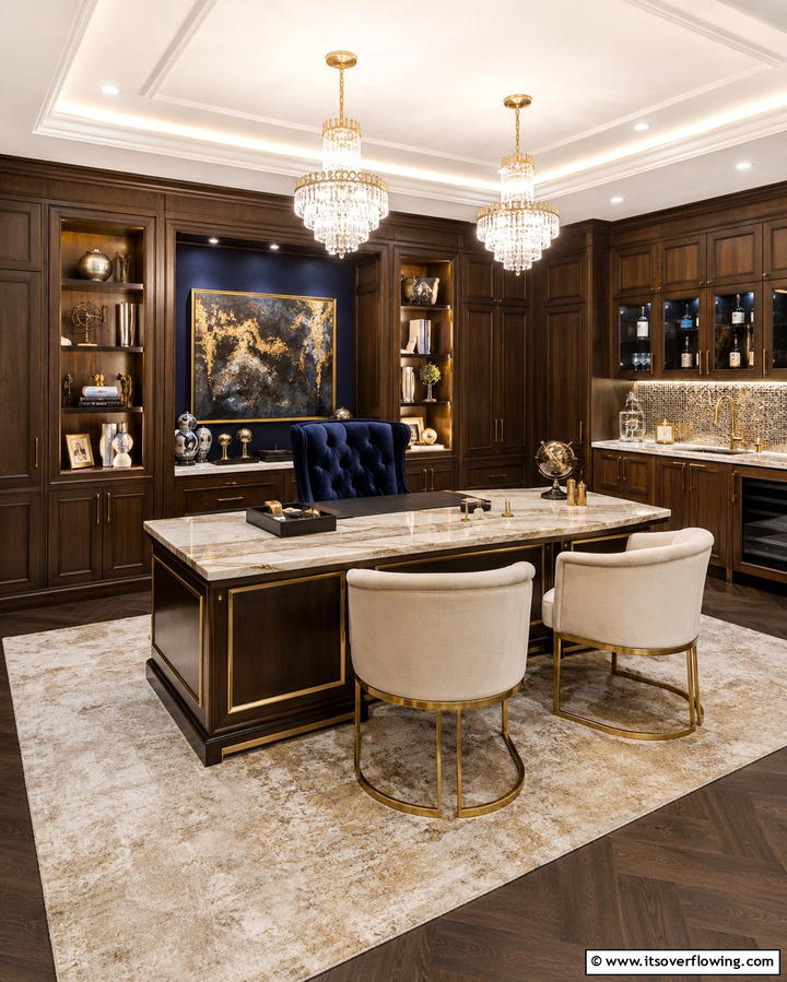 Luxury Home Office Suite - 30 Basement Office Ideas for Productive Below-Ground Workspaces