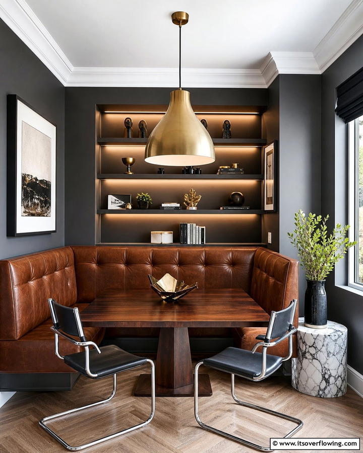 Luxury Leather Breakfast Nook - 21 Cozy Breakfast Nook Ideas for Charming Kitchen Corners