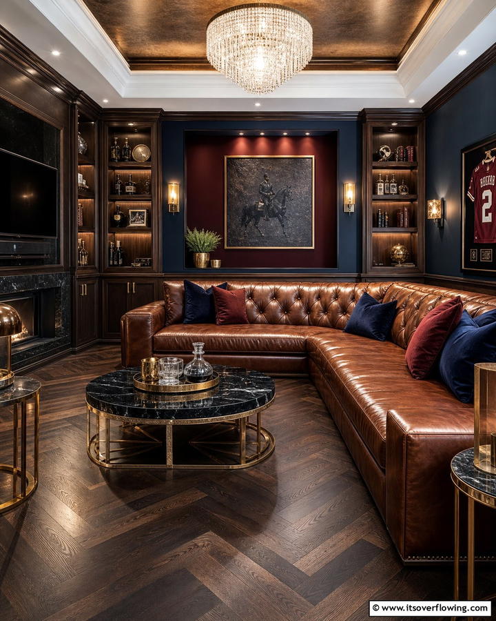 Luxury Leather Lounge - 21 Man Cave Design Ideas for a Personalized Retreat