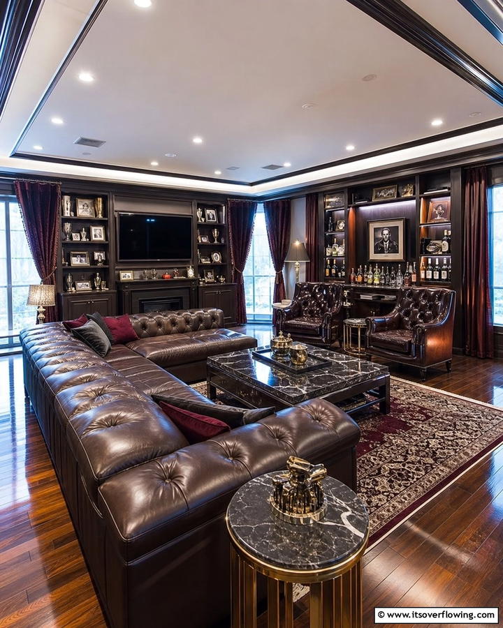Luxury Leather Lounge - 21 Man Cave Ideas for the Ultimate Relaxation Zone