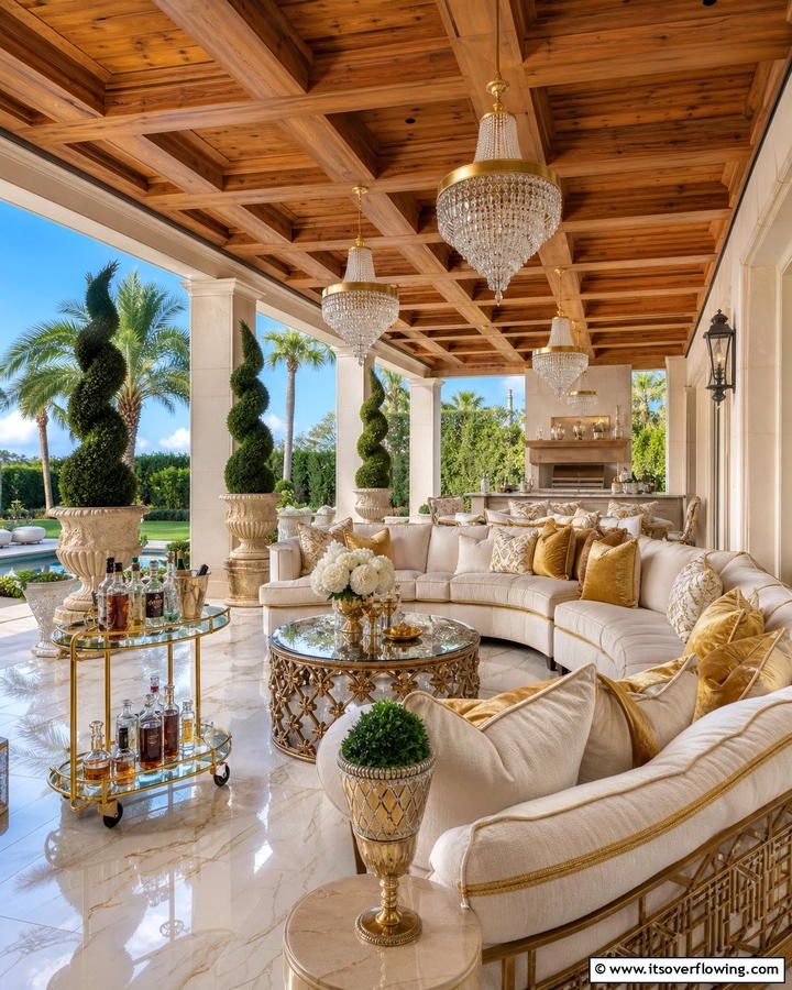 Luxury Leisure Lounge - 21 Covered Porch Ideas for Year-Round Outdoor Comfort