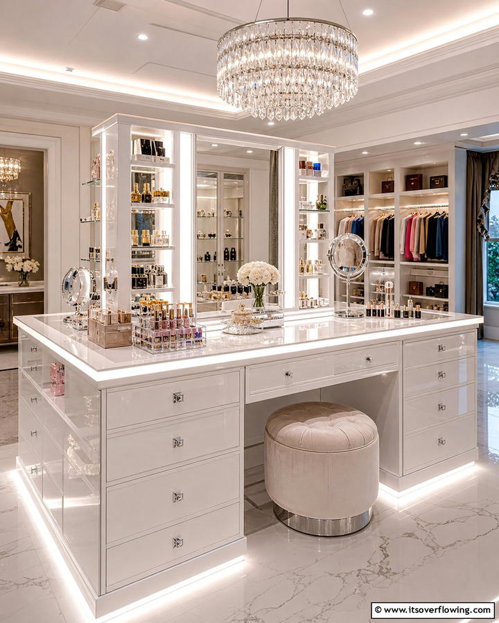 Luxury Makeup Island Vanity - 30 Stylish Makeup Vanity Ideas for a Functional Beauty Space