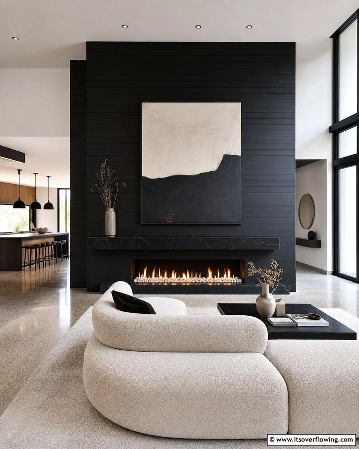 Luxury Minimal Statement - 21 Modern Black Shiplap Fireplace Design Inspirations