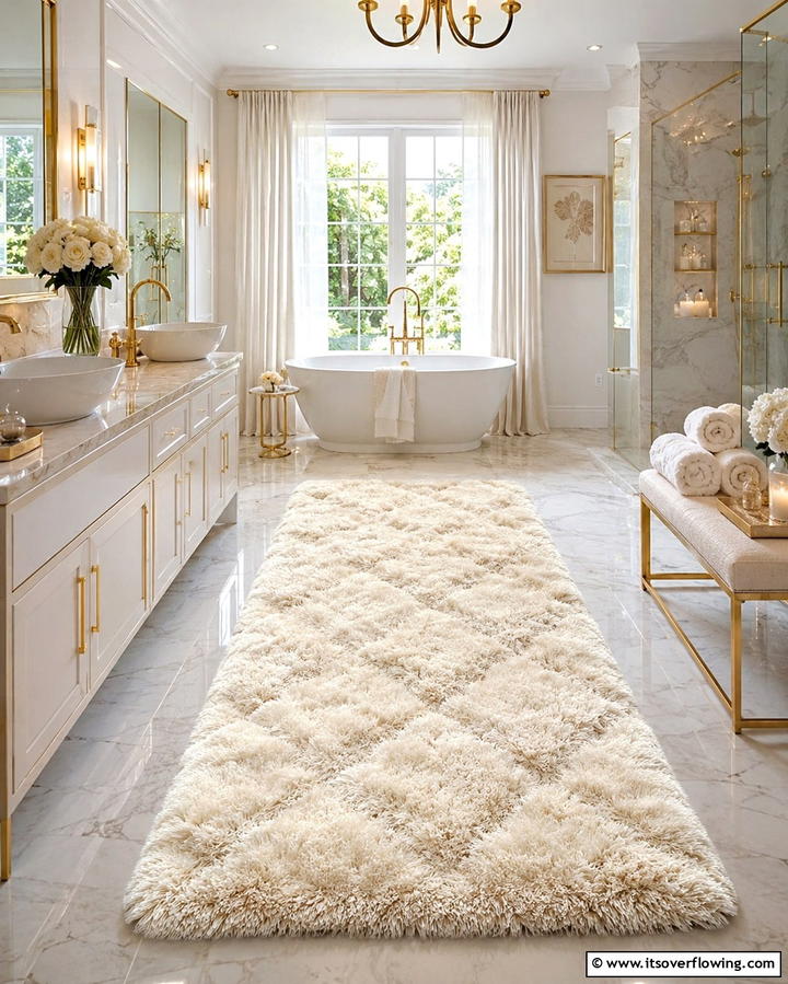 Luxury Plush Shag Rug - 30 Bathroom Rug Ideas for Softness and Style Underfoot