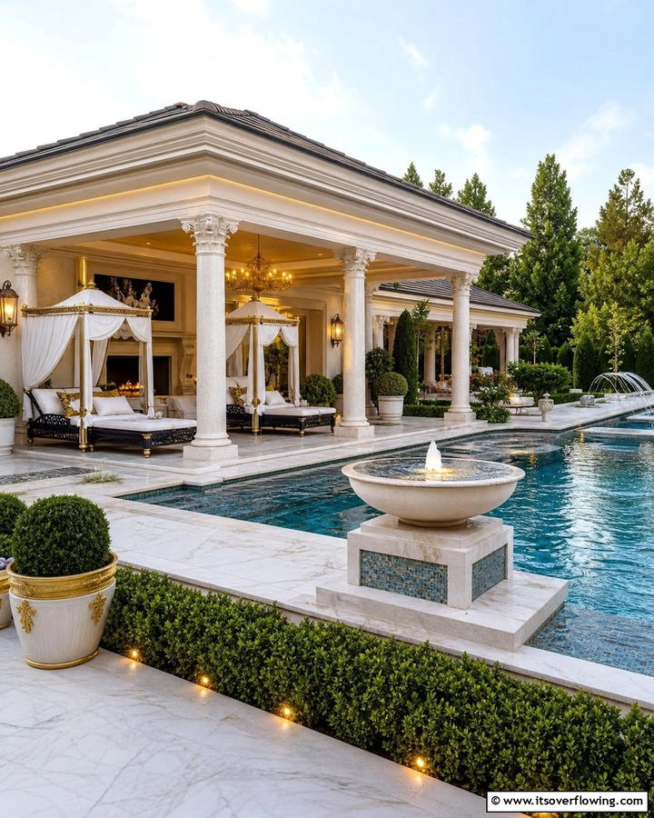 Luxury Pool Pavilion - 21 Pool House Concepts for Stylish Backyard Escapes & Storage