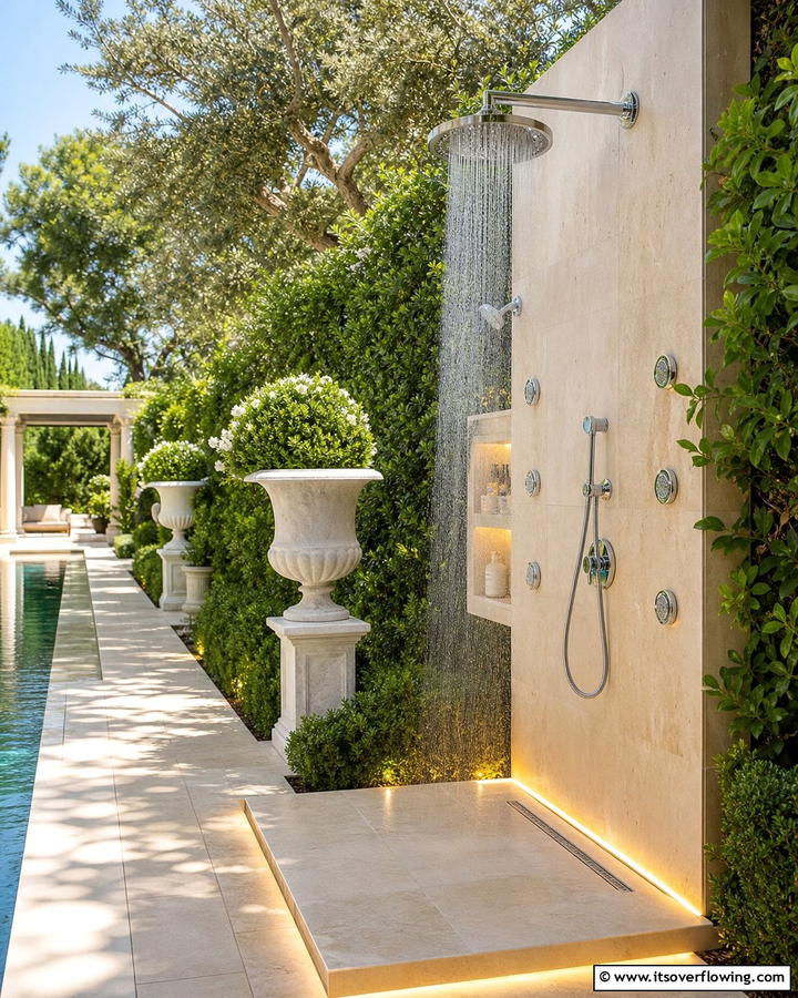 Luxury Spa Inspired Design - 21 Outdoor Shower Designs for Poolside Luxury & Functionality