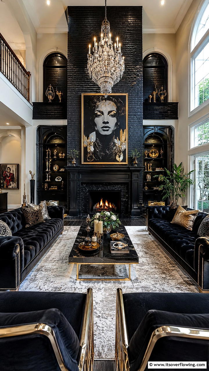 Luxury Statement Black Brick Fireplace - 30 Black Brick Fireplace Ideas for Dramatic Focal Points