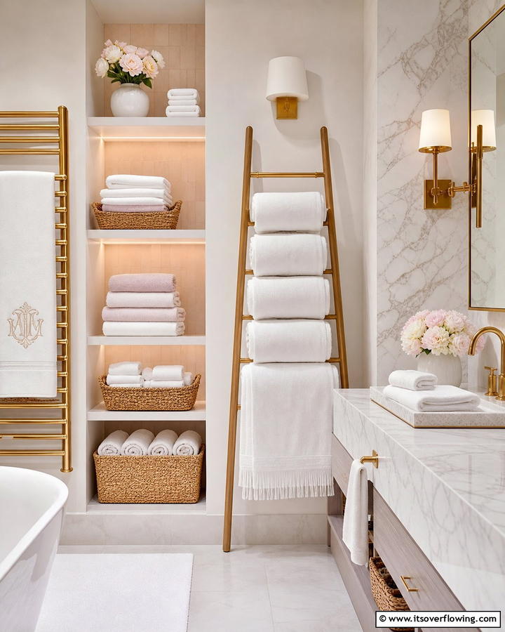 Luxury Towels for a Touch of Elegance - 30 Serene Spa Decor Ideas for a Relaxing Bathroom Retreat