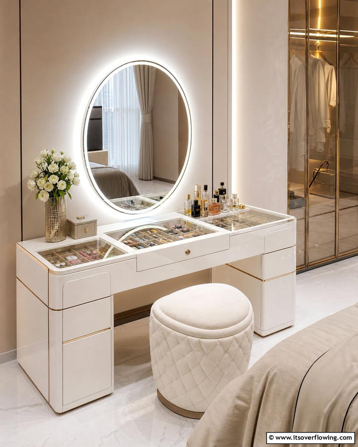 Luxury Vanity with Hidden Storage - 30 Stylish Makeup Vanity Ideas for a Functional Beauty Space