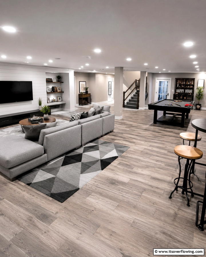Luxury Vinyl Plank Flooring - 25 Basement Floor Ideas for a Functional Space