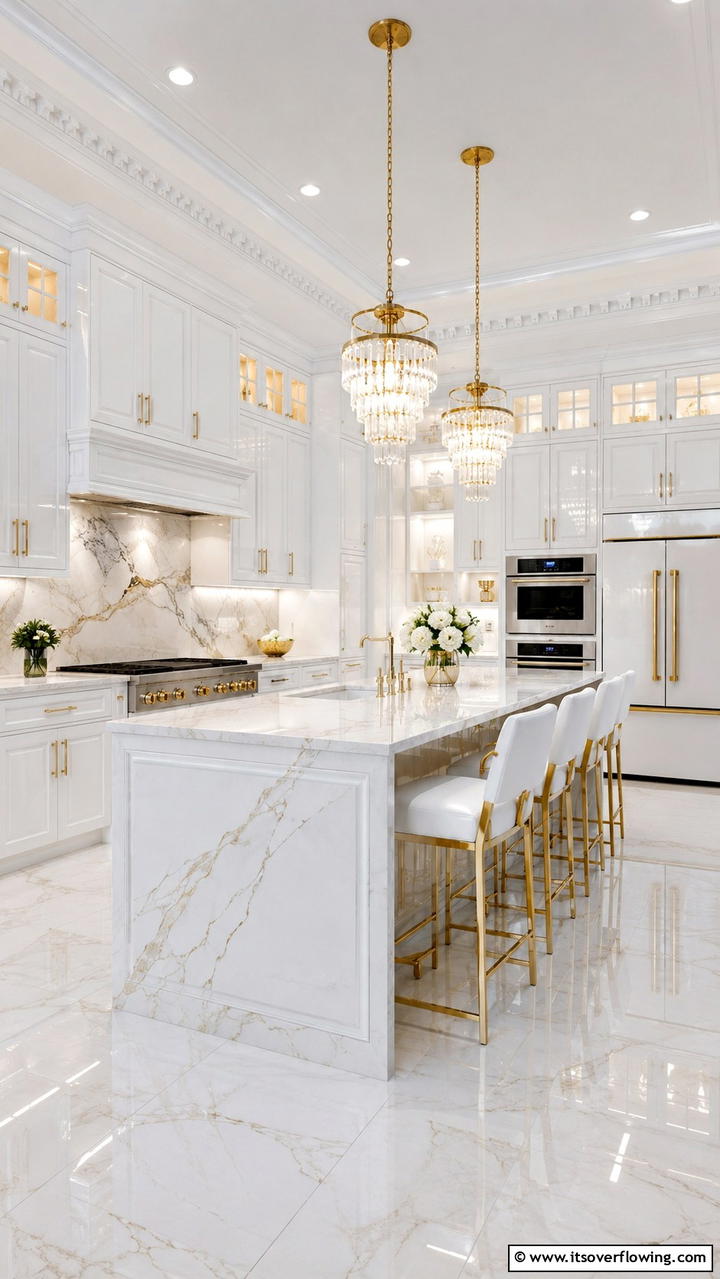 Luxury White Accents - 21 Timeless White Kitchen Ideas for a Clean, Bright Look